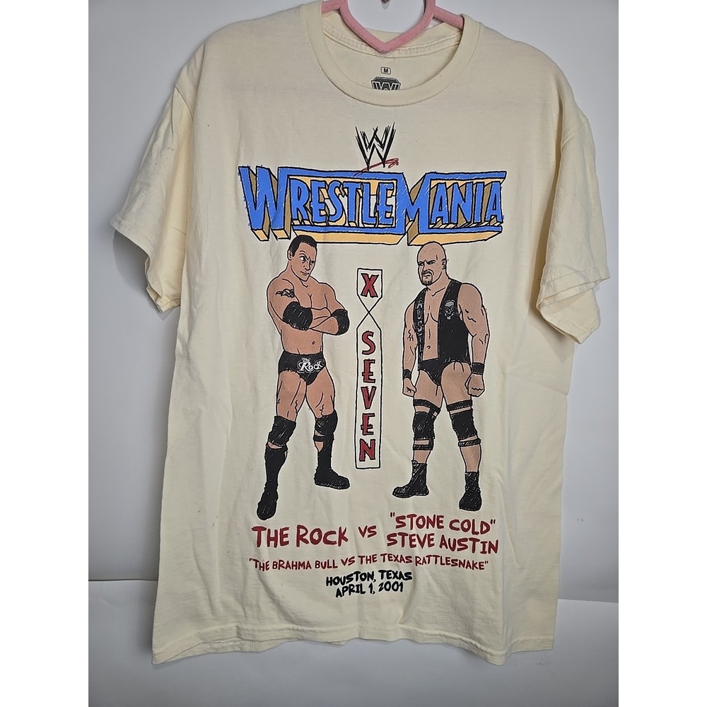 The Rock Stone Cold Steve Austin Wrestlemania T-shirt Wwe Retro Graphic Medium
